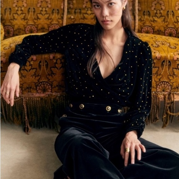Sezane | Tops | Sezane Black Abelia Blouse Sz 36 | Poshmark